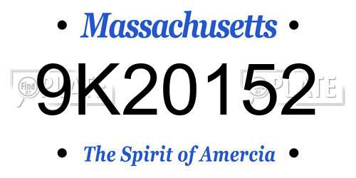 9K20152 Massachusetts License Plate
