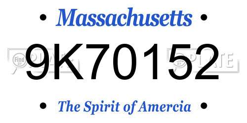 9K70152 Massachusetts License Plate