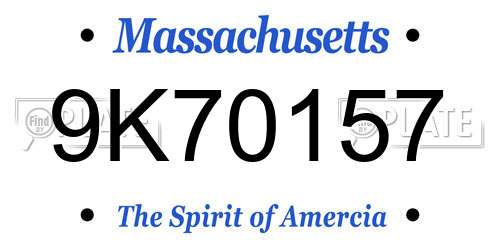 9K70157 Massachusetts License Plate