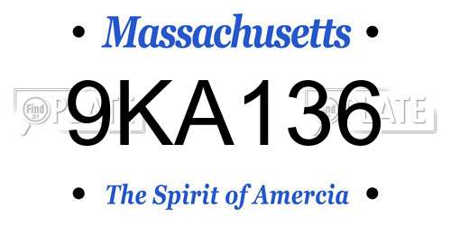 9KA136 Massachusetts License Plate