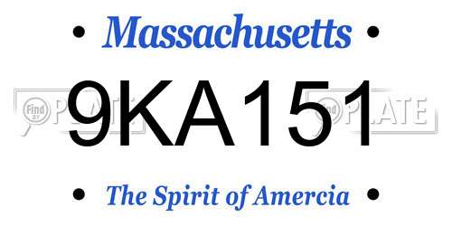 9KA151 Massachusetts License Plate