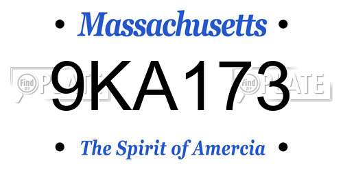 9KA173 Massachusetts License Plate