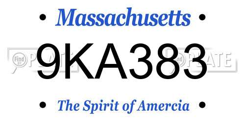 9KA383 Massachusetts License Plate