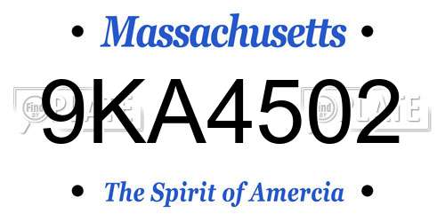 9KA4502 Massachusetts License Plate