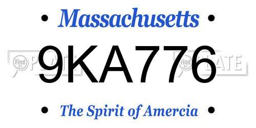 9KA776 Massachusetts License Plate