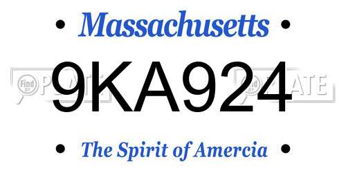 9KA924 Massachusetts License Plate