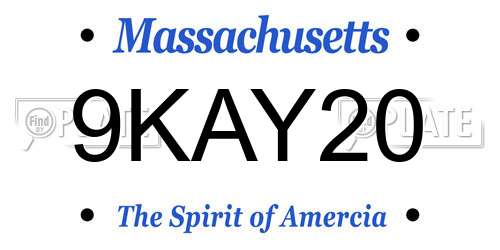 9KAY20 Massachusetts License Plate