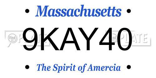 9KAY40 Massachusetts License Plate