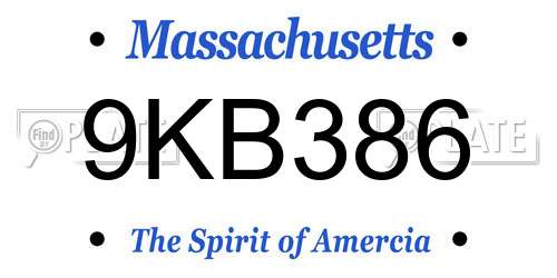 9KB386 Massachusetts License Plate