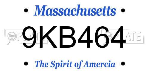 9KB464 Massachusetts License Plate