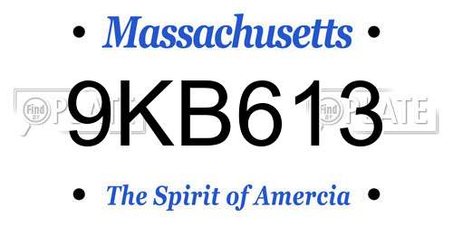 9KB613 Massachusetts License Plate