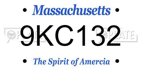 9KC132 Massachusetts License Plate