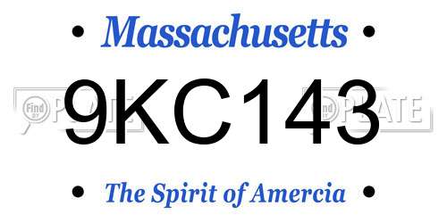 9KC143 Massachusetts License Plate