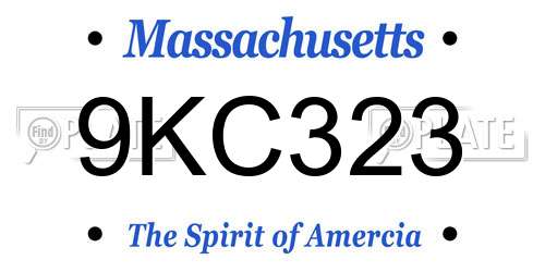 9KC323 Massachusetts License Plate