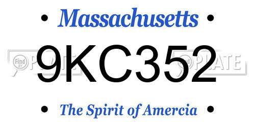 9KC352 Massachusetts License Plate
