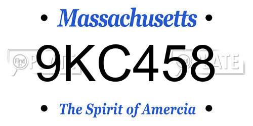 9KC458 Massachusetts License Plate