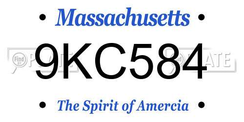9KC584 Massachusetts License Plate