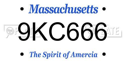 9KC666 Massachusetts License Plate