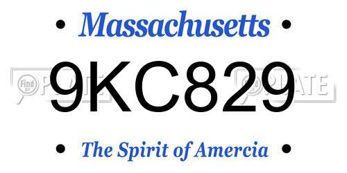 9KC829 Massachusetts License Plate