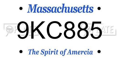 9KC885 Massachusetts License Plate
