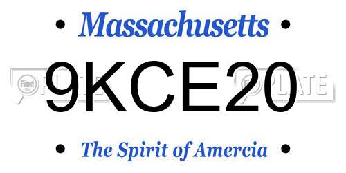 9KCE20 Massachusetts License Plate