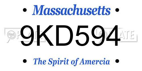 9KD594 Massachusetts License Plate