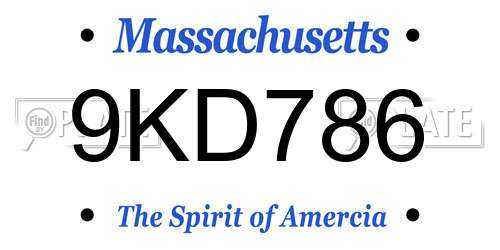 9KD786 Massachusetts License Plate