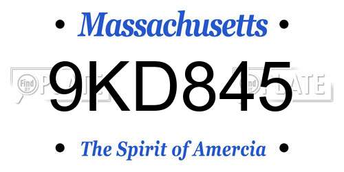 9KD845 Massachusetts License Plate