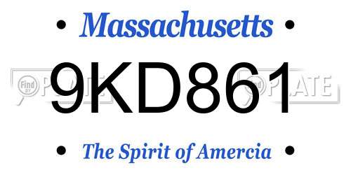 9KD861 Massachusetts License Plate