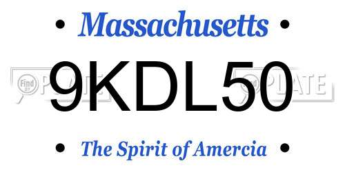 9KDL50 Massachusetts License Plate