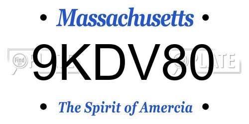 9KDV80 Massachusetts License Plate