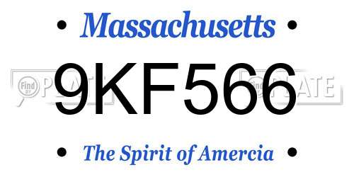 9KF566 Massachusetts License Plate