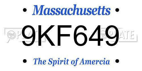 9KF649 Massachusetts License Plate