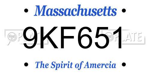 9KF651 Massachusetts License Plate