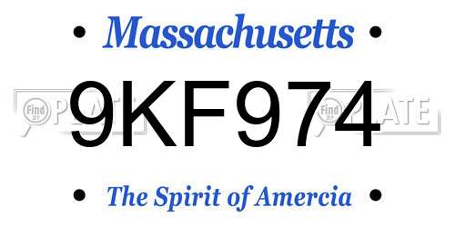 9KF974 Massachusetts License Plate
