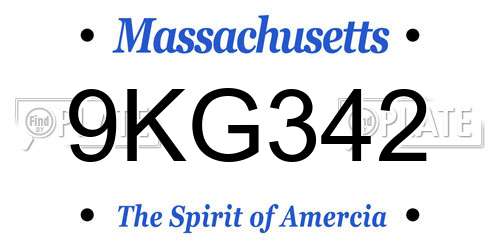 9KG342 Massachusetts License Plate