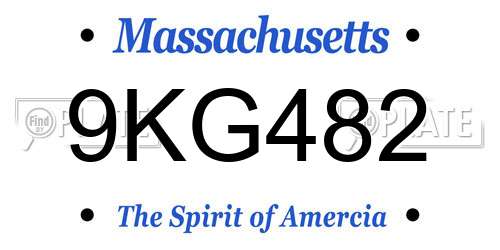 9KG482 Massachusetts License Plate