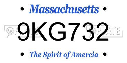 9KG732 Massachusetts License Plate