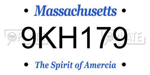 9KH179 Massachusetts License Plate