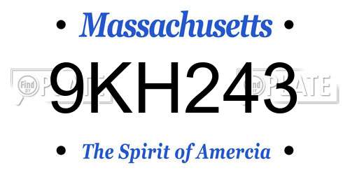 9KH243 Massachusetts License Plate