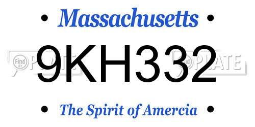 9KH332 Massachusetts License Plate