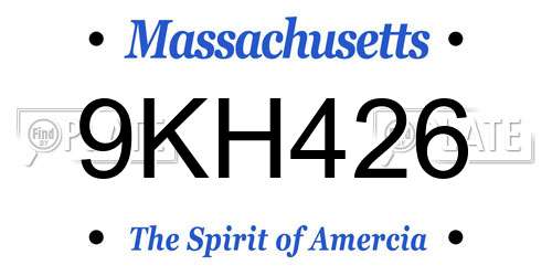 9KH426 Massachusetts License Plate