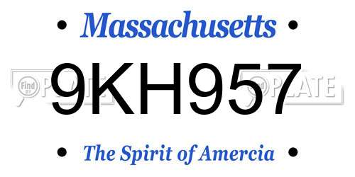 9KH957 Massachusetts License Plate