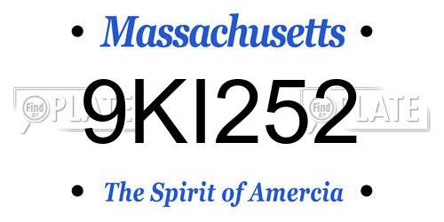 9KI252 Massachusetts License Plate