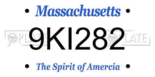 9KI282 Massachusetts License Plate