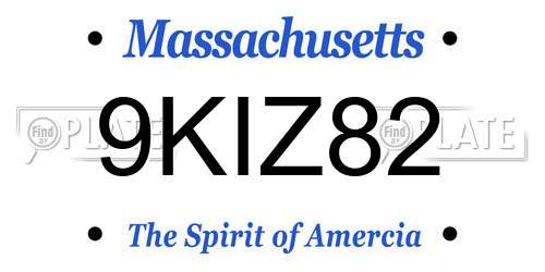 9KIZ82 Massachusetts License Plate