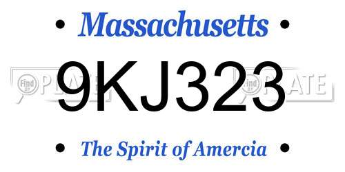 9KJ323 Massachusetts License Plate