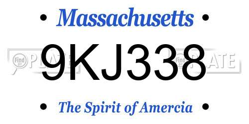 9KJ338 Massachusetts License Plate