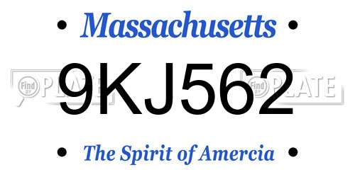 9KJ562 Massachusetts License Plate