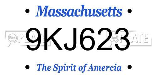 9KJ623 Massachusetts License Plate